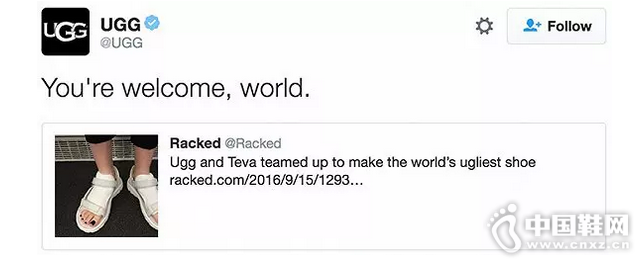 UGG �ڹٷ� Twitter �ϵĻ�Ӧ