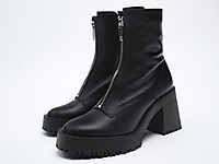 ZARA�＾��Ʒ��ɫ������ţƤ��߸���ѥ