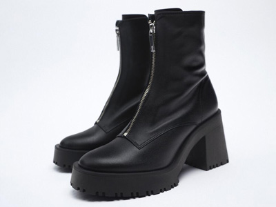 ZARA�＾��Ʒ��ɫ������ţƤ��߸���ѥ